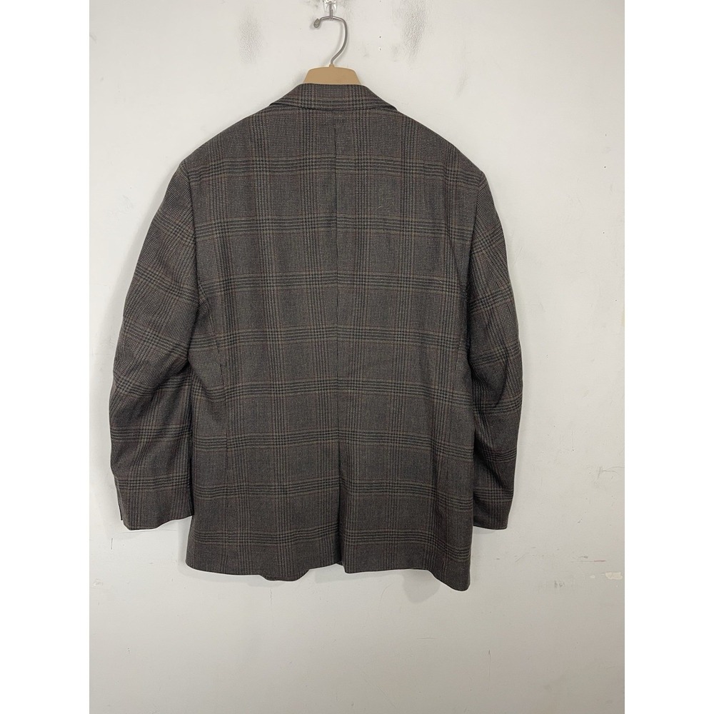 Jos A Bank Mens Blazer 44 Brown Plaid Fall 100% Wool Professor School Preppy View 3